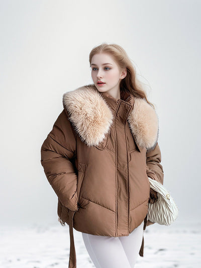 Short Warm Coat Large Fur Collar Down Jacket