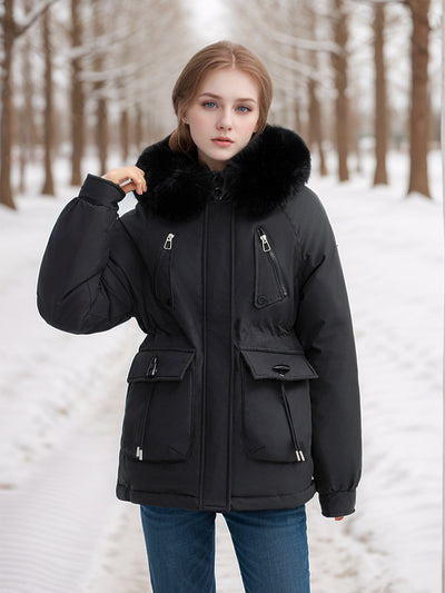 Women Hooded Slim Cotton-padded Down Jacket