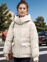 Short Hooded Pocket Cotton-padded Jacket Coat