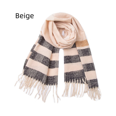 Fringe Stripes Increase Warm Scarf