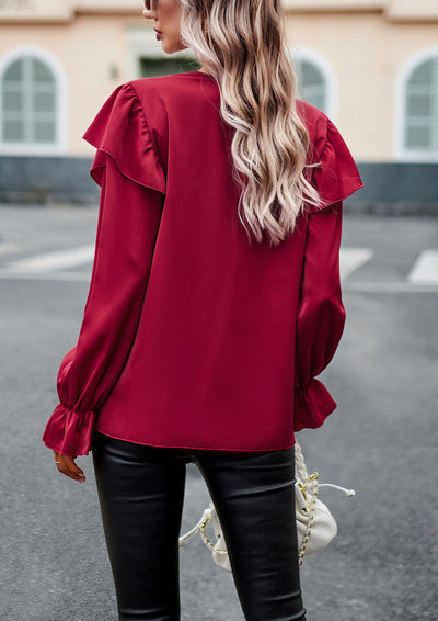 Women V-neck Long Sleeve Shirt