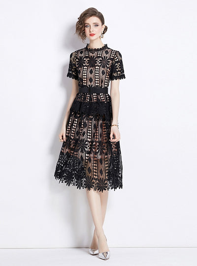 Slim Lace Short Sleeve Dress