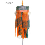 Thickened Thick Fringed Plaid Scarf Shawl