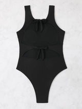 Threaded Pit Cloth Solid Color One-piece Bikini