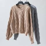 Solid Color Twist Pullover Retro Loose Sweater