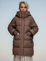 Medium and Long Solid Color Hooded Padded Coat