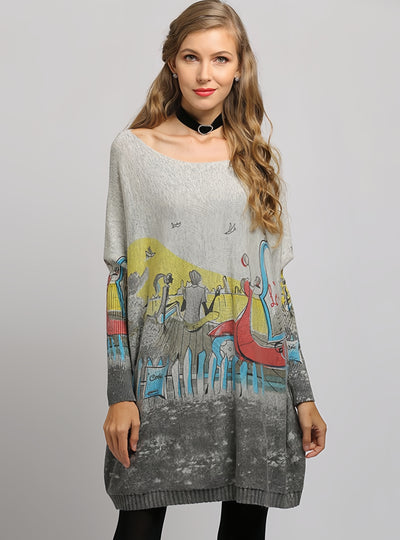 Loose Printed Casual Sweater