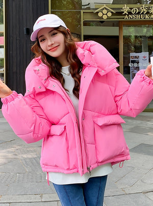 Loose Fluffy Bread Short Hooded Padded Winter Coat