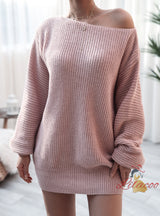 Long Sleeve Loose Casual Knitted Sweater Dress