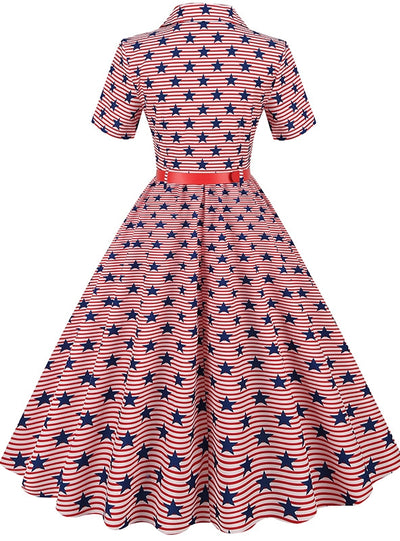 Flag Printed High Waist Retro Dress