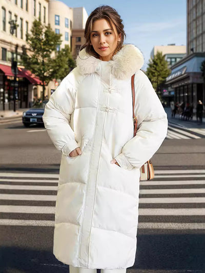 Medium and Long Over-the-knee Loose Hooded Padded Jacket