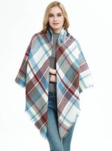 Cashmere-like Plaid Square Blanket Shawl Scarf