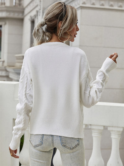 Loose Twisted Rope Braided Sweater Two-piece Suit