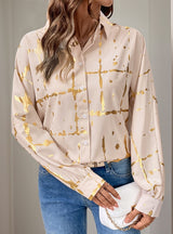 Loose Lapel Gilded Printed Shirt