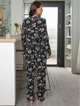 Fall/Winter Lapel Long Sleeve Pants Pajama Set