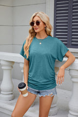 Solid Color Round Neck Short Sleeve T-shirt