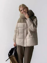 Spliced Short Cotton-padded Jacket Coat