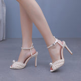 10cm Fishmouth Pearl High-heeled Sandals