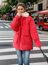 Corduroy Loose Padded Down Jacket Coat