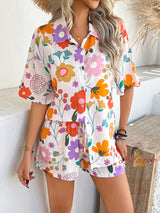 Bohemian Print Top Short Pants Suit