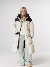 Contrast Color Knee-length Thick Loose Cotton-padded Coat