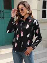 Feather Printed Long Sleeve Shirt