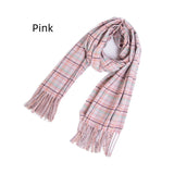 Fringed Plaid Shawl Padded Scarf