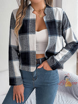 Casual Plaid Long-sleeved Woolen Coat