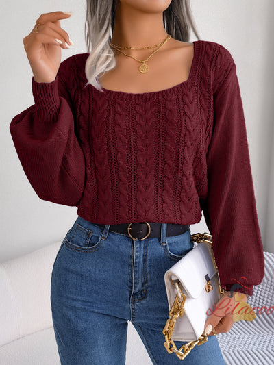 Leisure Square Neck Pullover Sweater