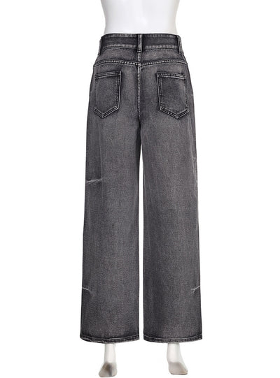 Spliced High Waist Wide Leg Jeans