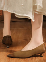 Suede Low Heel Tip Shoes