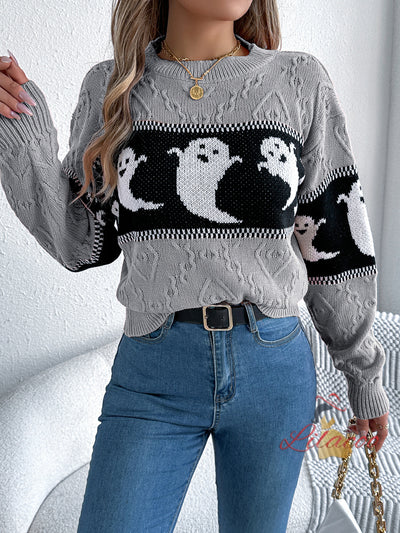 Halloween Contrast Long Sleeve Sweater