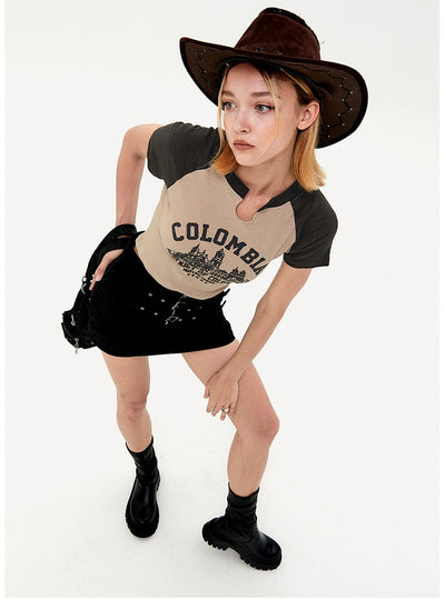 Slim Short Short Contrast T-shirt