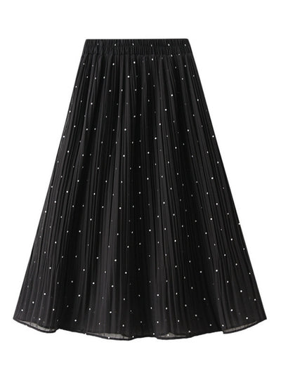 Polka Dot Pleated High Waist Chiffon Pleated Skirt