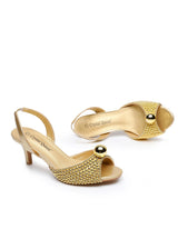 6 cm Golden Pearl Fish Mouth High-heeled Sandals