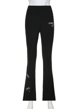 Dragonfly Embroidered Tight-fitting Pants