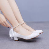 3 cm Round-headed Beaded Ribbon Shoes