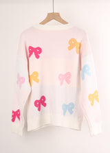 Bow Print Round Neck Sweater