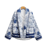 Printed Double-pocket Cotton-padded Coat