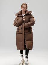 Long Thick Loose Over-the-knee Hooded Cotton-padded Coat