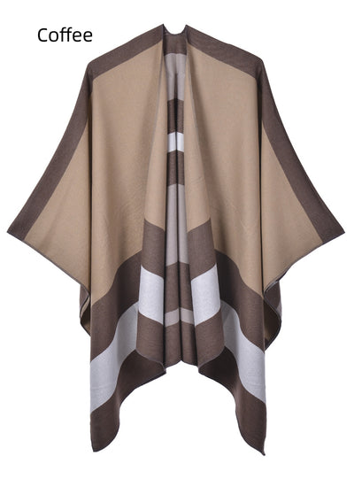 Double-sided Scarf Shawl Striped Cloak