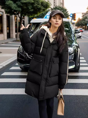 Long Fake Two-piece Hooded Cotton-padded Jacket