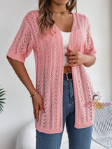 Hollow Short-sleeved Knitted Cover Up Coat