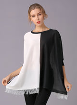 Round Beck Bat Sleeve Tassel Top