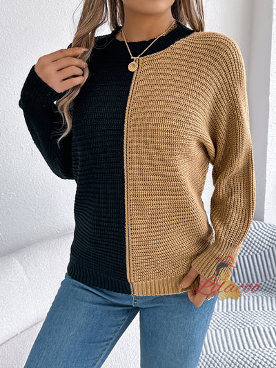 Casual Contrast Long Sleeve Sweater