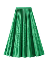 Elastic High Waist Solid Color Pleated Skirt