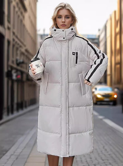 Loose Padded Hooded Long Cotton-padded Coat