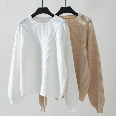 Casual Round Neck Long Sleeve Sweater