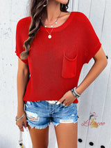 Casual Solid Color Short-sleeved Sweater