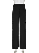 High Waist Straight Pocket Retro Pant